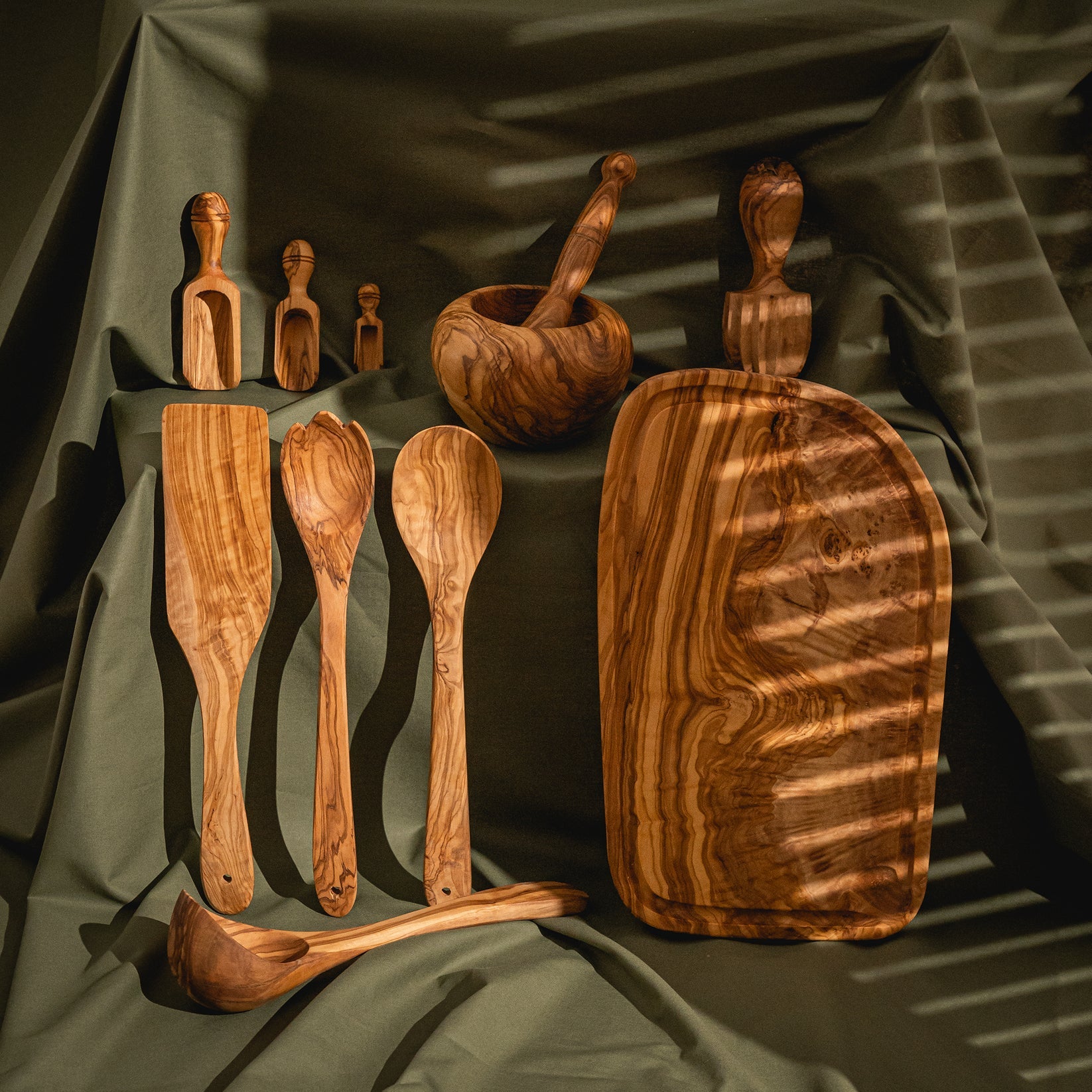 Pack de cuisine en bois d'olivier 10 Pièces